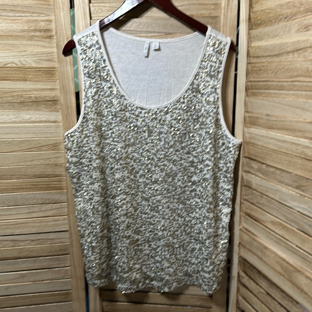 Sequin shell/tank champagne color